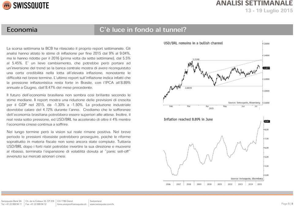 E' un lieve cambiamento, che potrebbe però portare ad un'inversione del trend se la banca centrale mostra di avere riconquistato una certa credibilità nella lotta all'elevata inflazione, nonostante