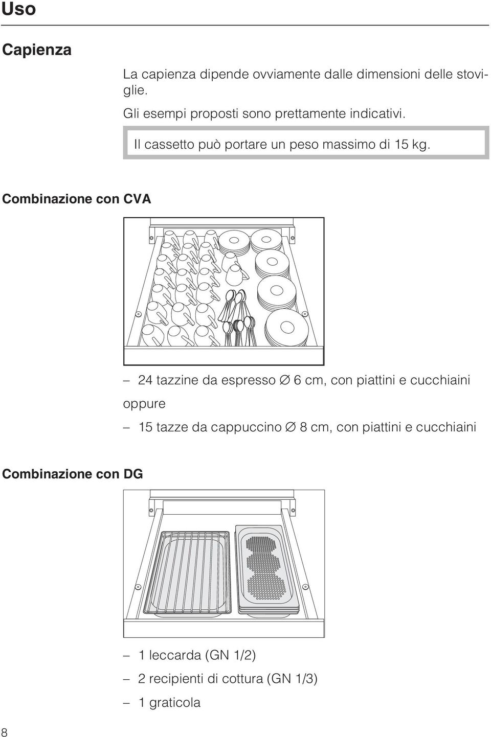 Combinazione con CVA 24 tazzine da espresso 6 cm, con piattini e cucchiaini oppure 15 tazze da