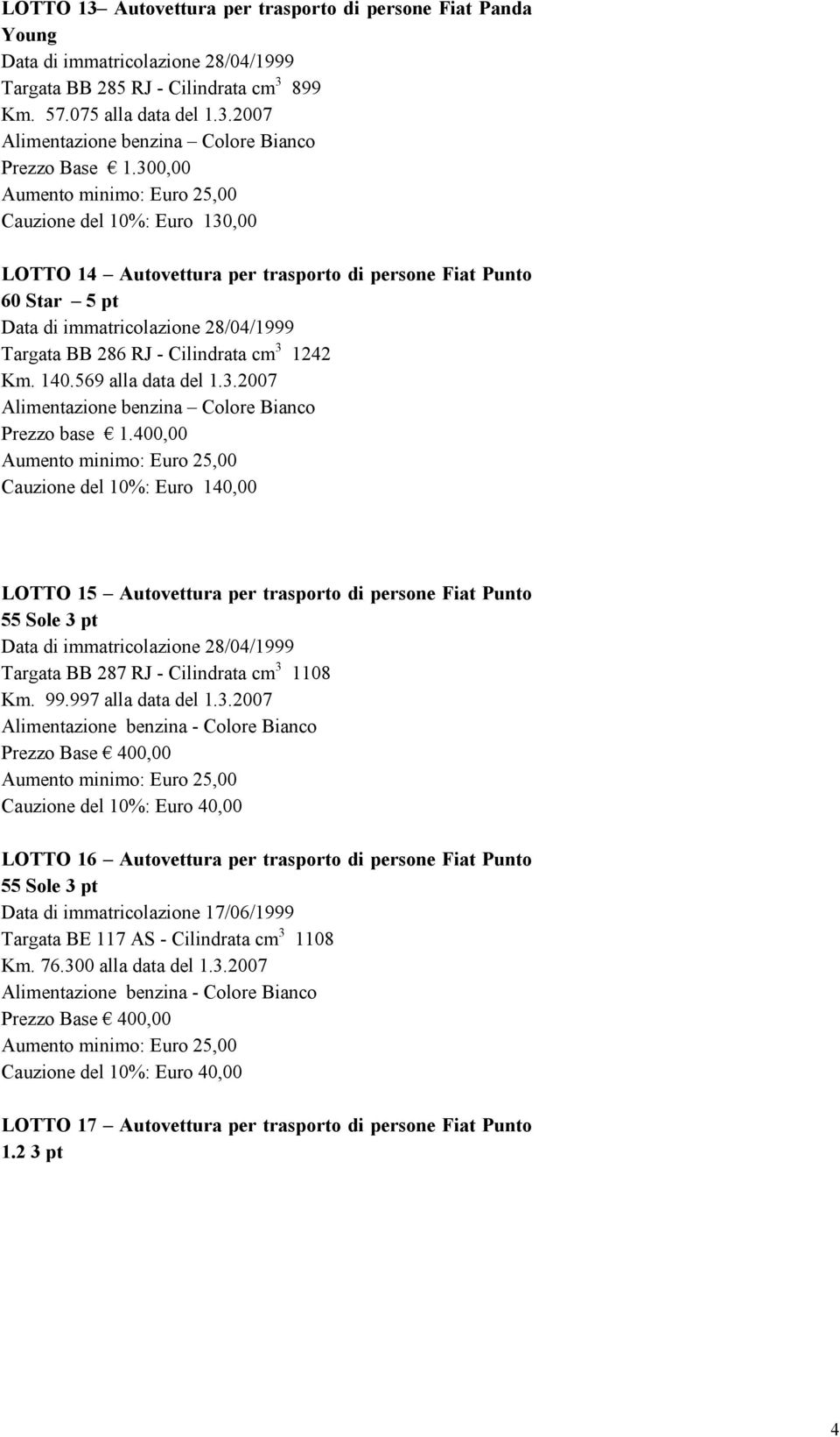 569 alla data del 1.3.2007 Alimentazione benzina Colore Bianco Prezzo base 1.