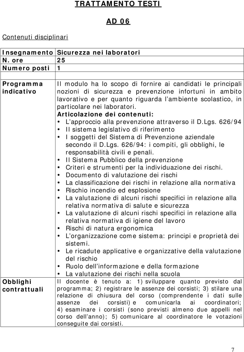 Lgs. 626/94: i compiti, gli obblighi, le responsabilità civili e penali. Il Sistema Pubblico della prevenzione Criteri e strumenti per la individuazione dei rischi.