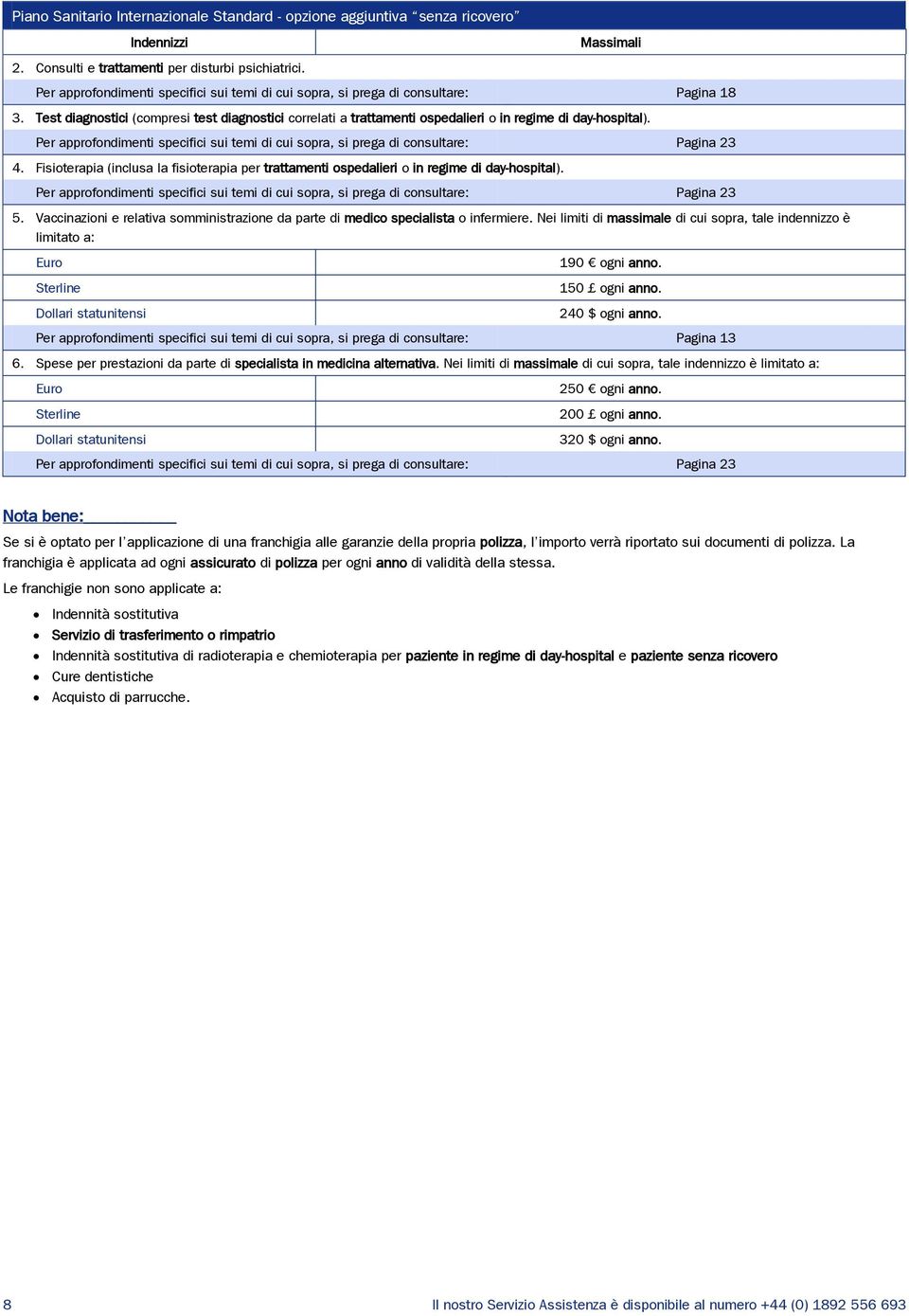 Test diagnostici (compresi test diagnostici correlati a trattamenti ospedalieri o in regime di day-hospital). Per approfondimenti specifici sui temi di cui sopra, si prega di consultare: Pagina 23 4.