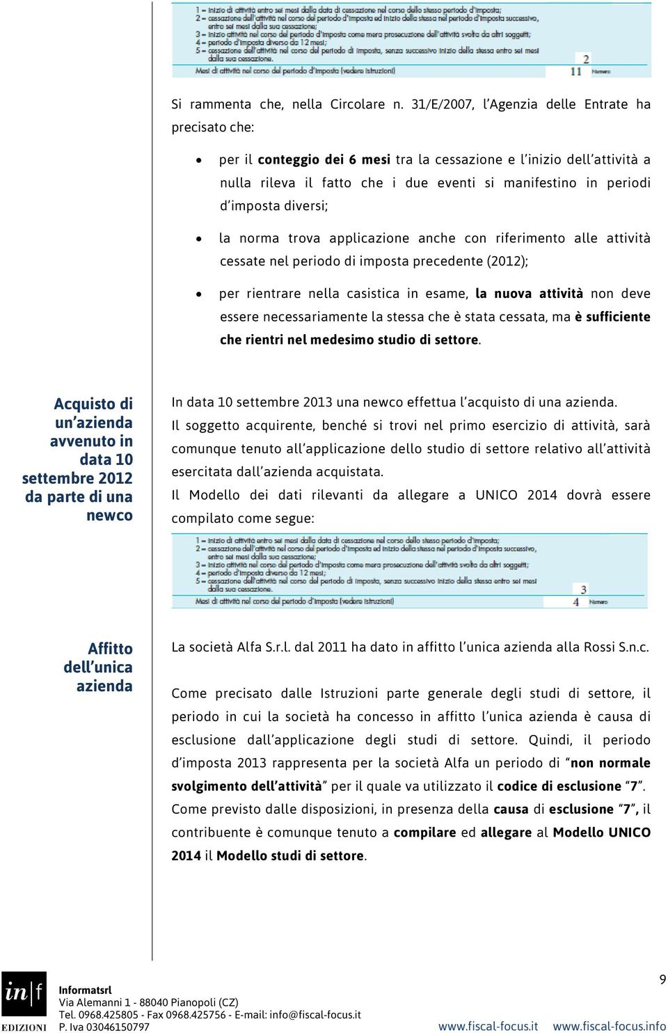 imposta diversi; la norma trova applicazione anche con riferimento alle attività cessate nel periodo di imposta precedente (2012); per rientrare nella casistica in esame, la nuova attività non deve