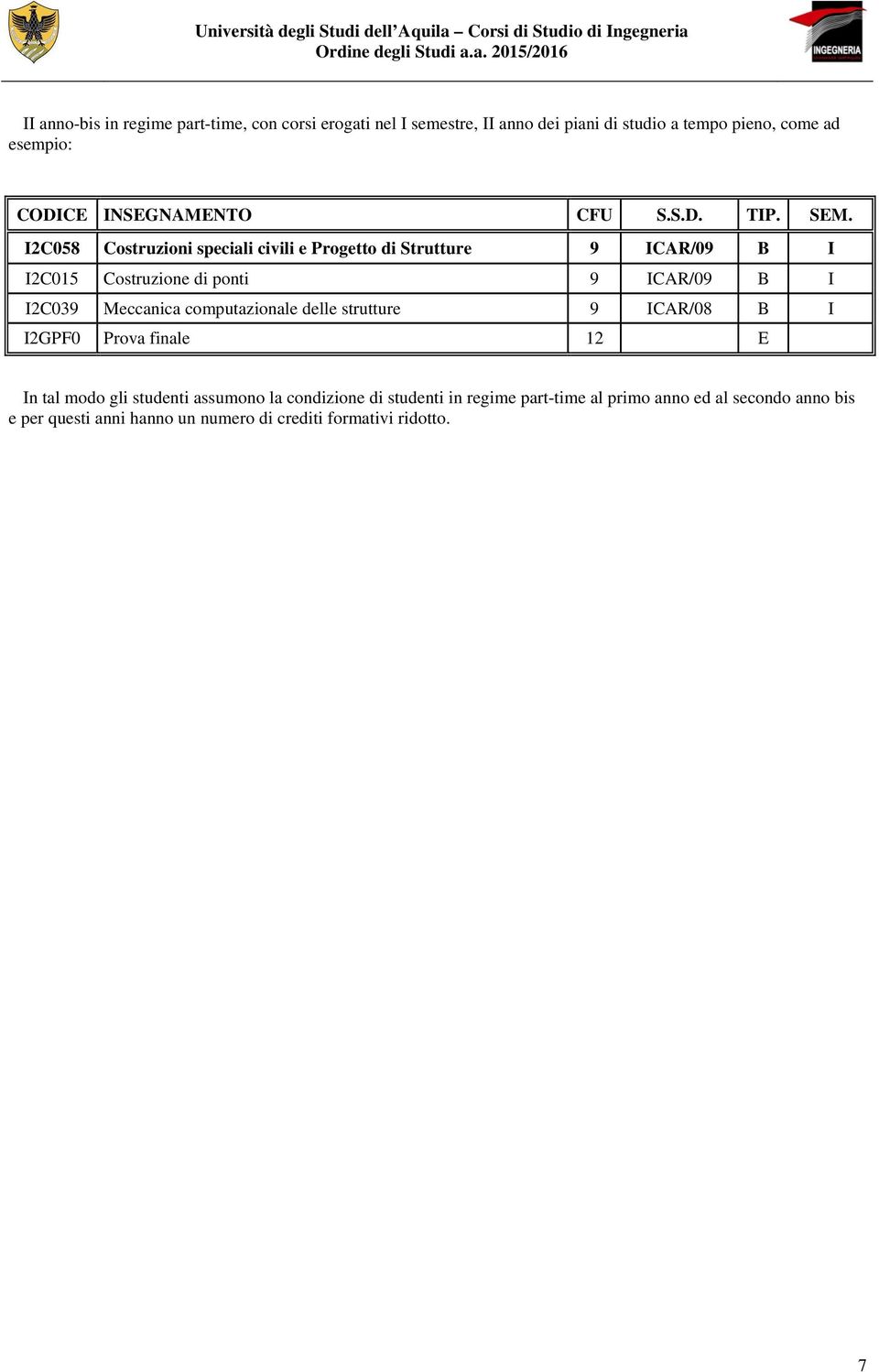 ostruzione di ponti 9 AR/09 B n tal modo gli studenti assumono la condizione di studenti in regime