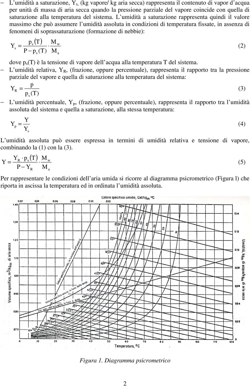 umdtà a saturazone rappresenta qund l valore massmo che può assumere l umdtà assoluta n condzon d temperatura fssate, n assenza d fenomen d soprassaturazone (formazone d nebbe): s p s (T ) M w P p s