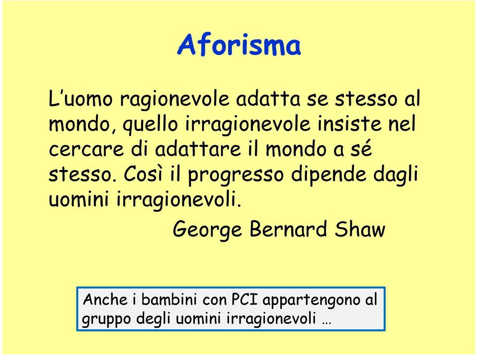 Così il progresso dipende dagli uomini irragionevoli.