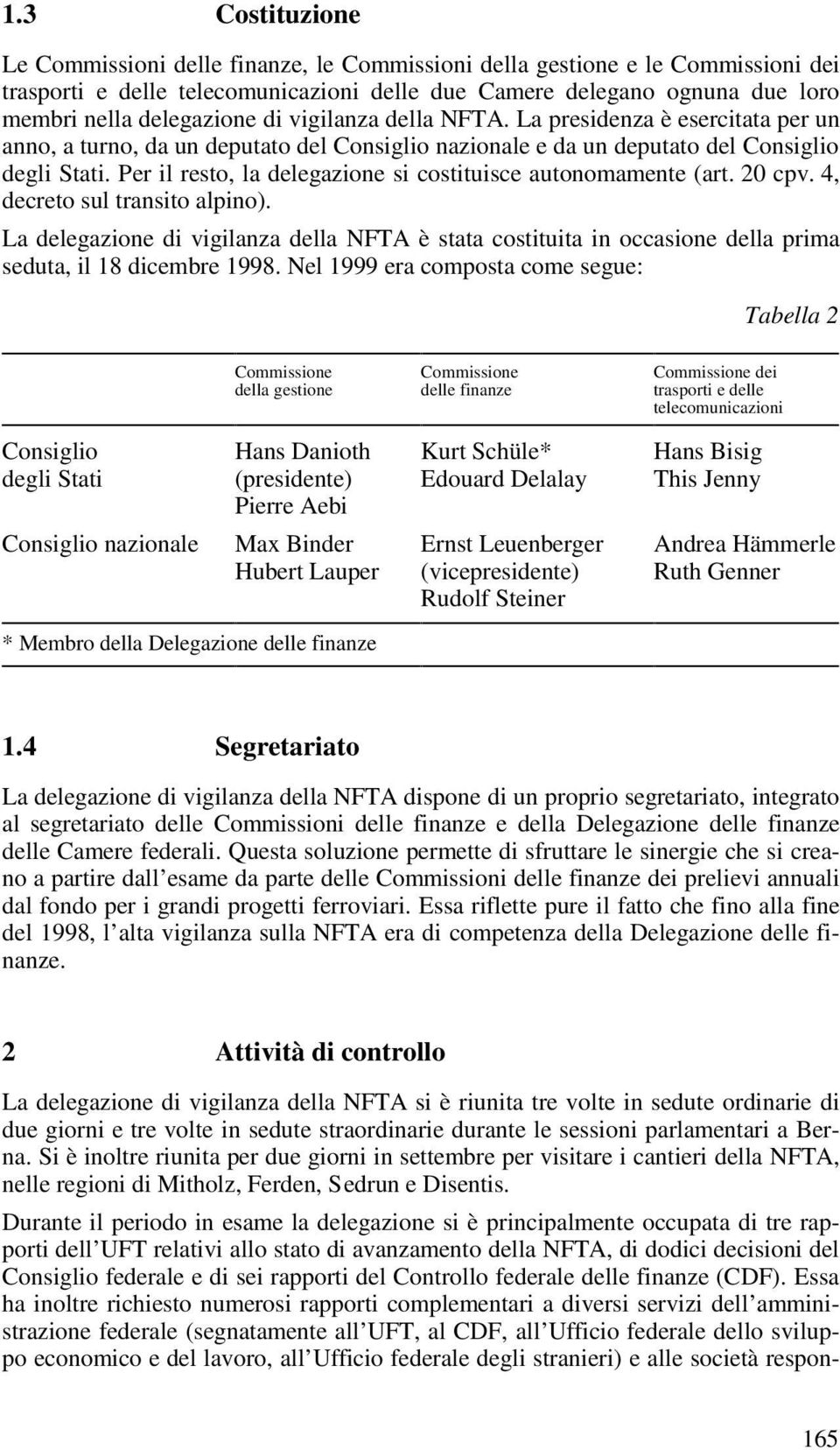 Per il resto, la delegazione si costituisce autonomamente (art. 20 cpv. 4, decreto sul transito alpino).