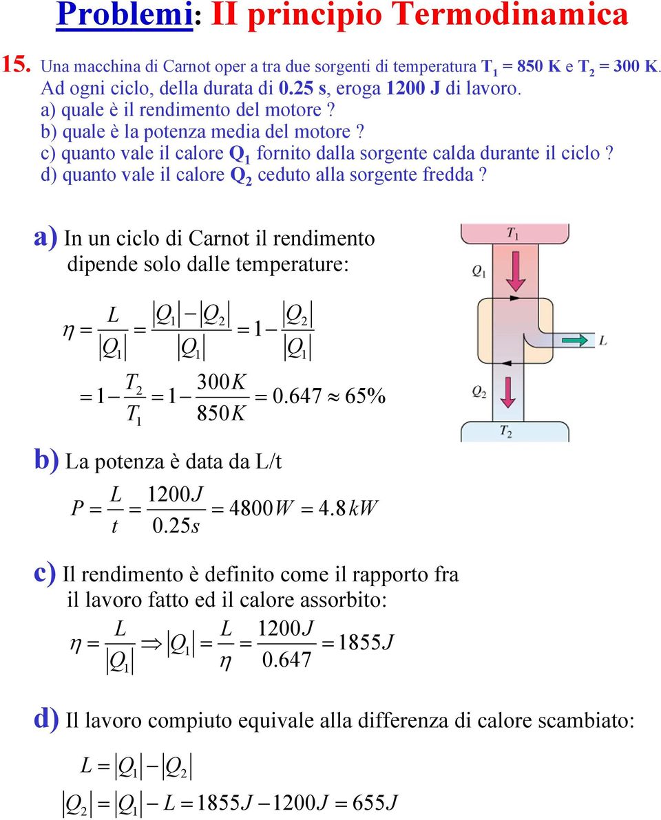 d quanto vale l alore eduto alla sorgente redda? a In un lo d arnot l rendmento dende solo dalle temerature: η L K 8K.