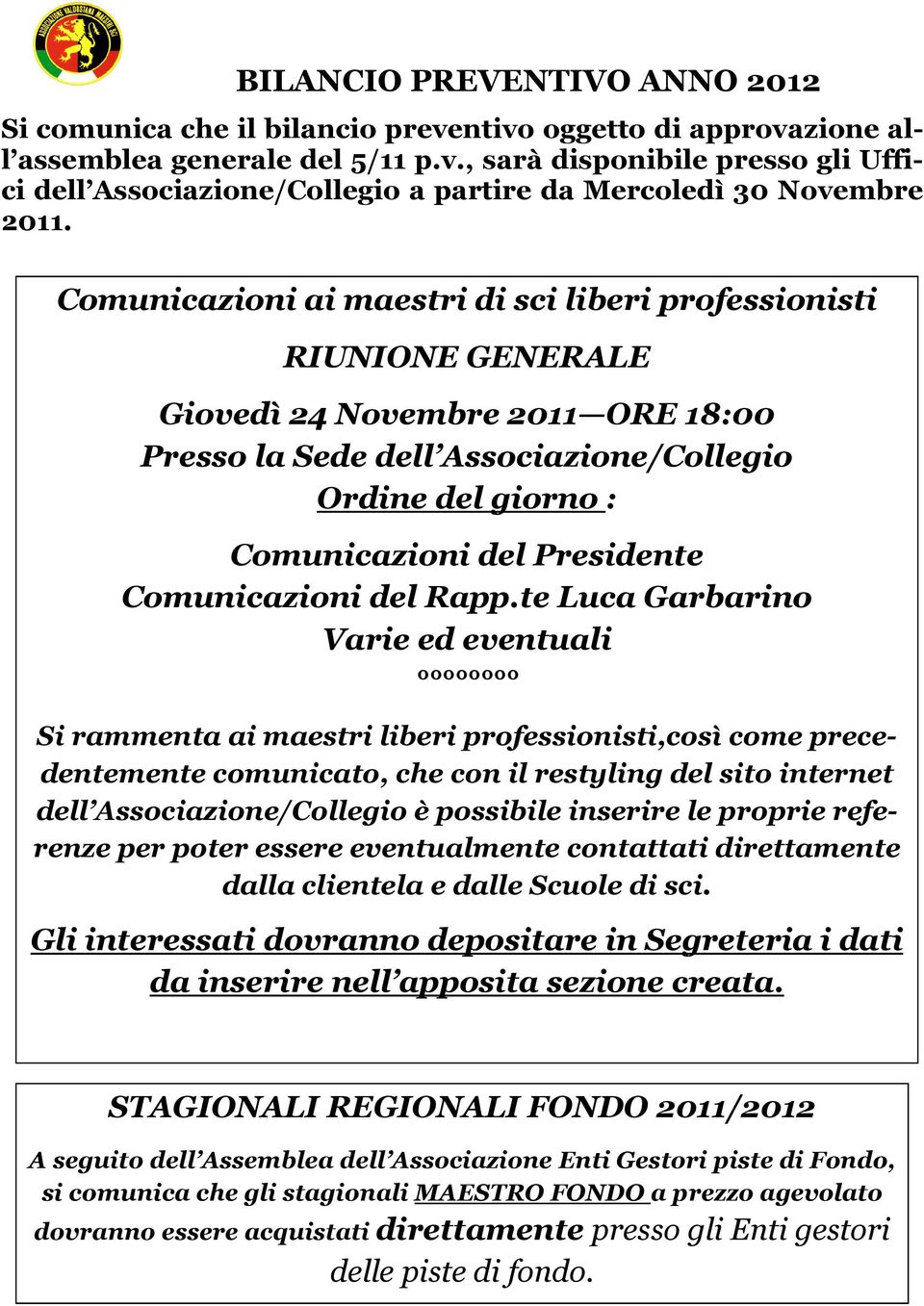 Comunicazioni del Rapp.