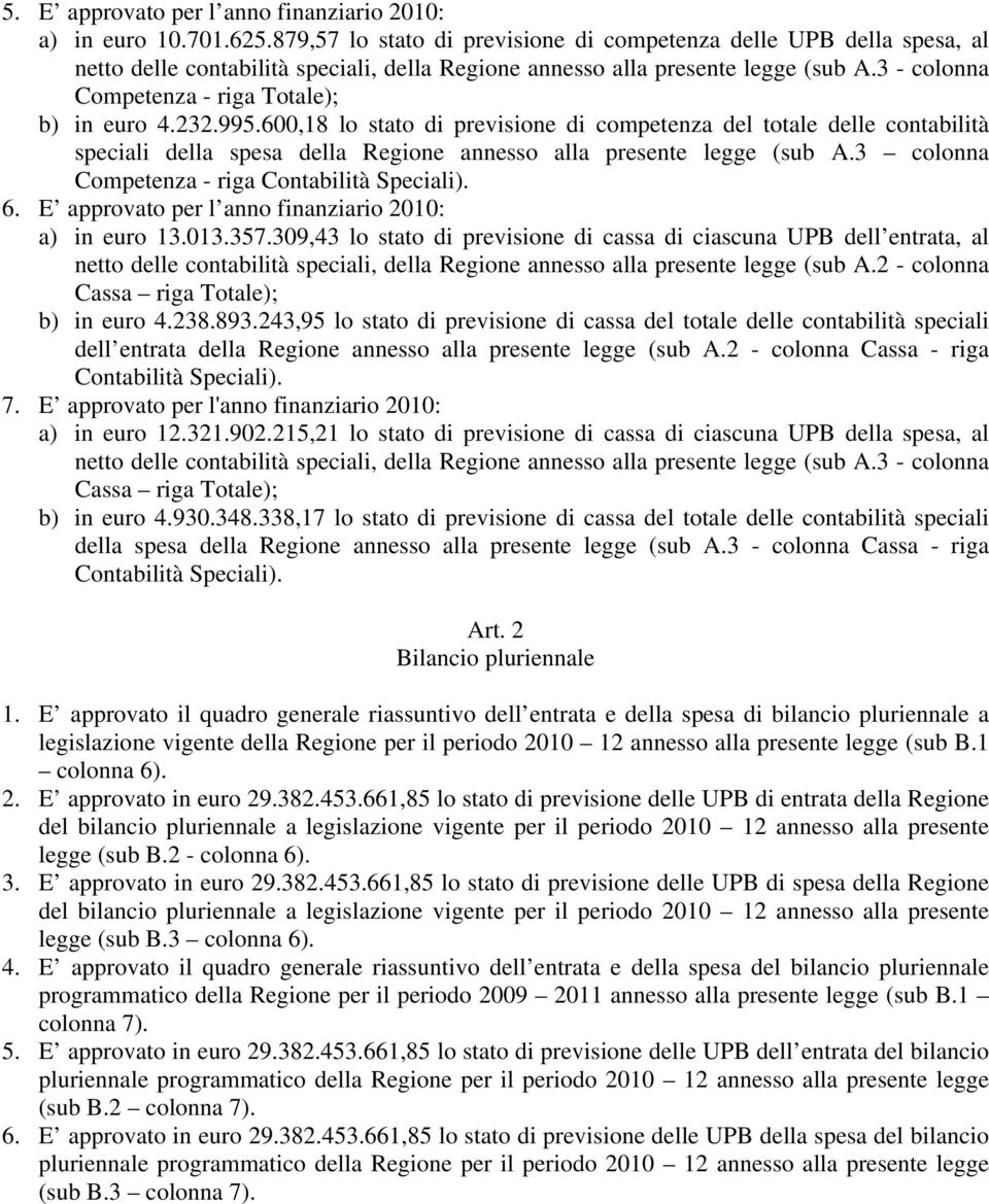 3 - colonna Competenza - riga Totale); b) in euro 4.232.995.