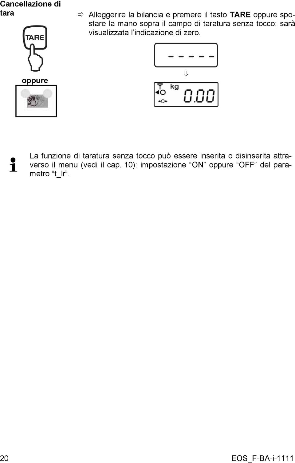 indicazione di zero.