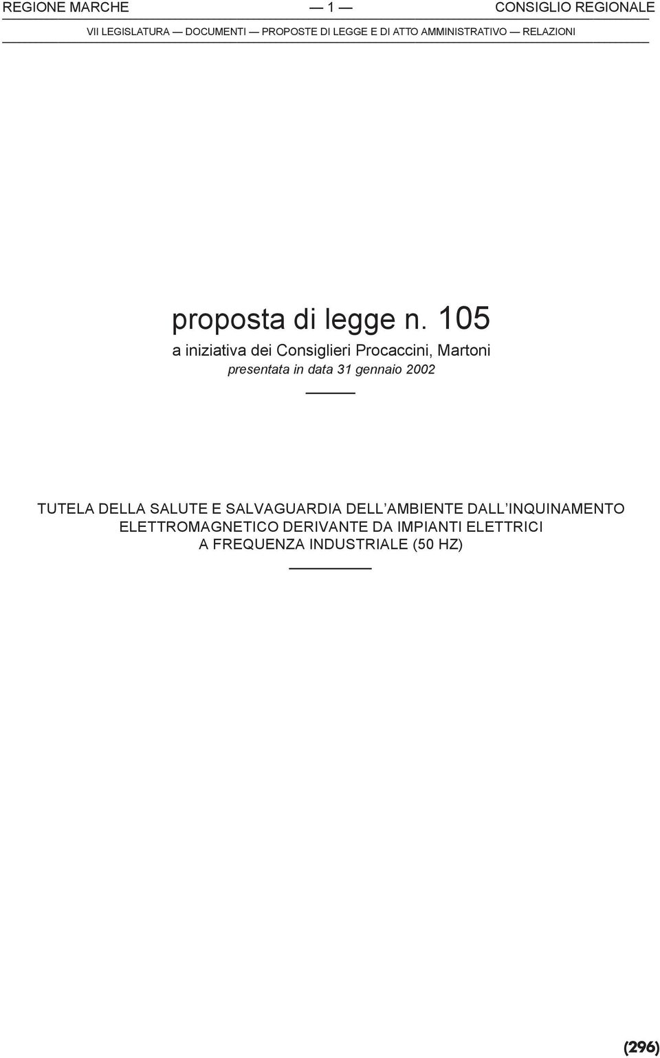 gennaio 2002 TUTELA DELLA SALUTE E SALVAGUARDIA DELL AMBIENTE DALL