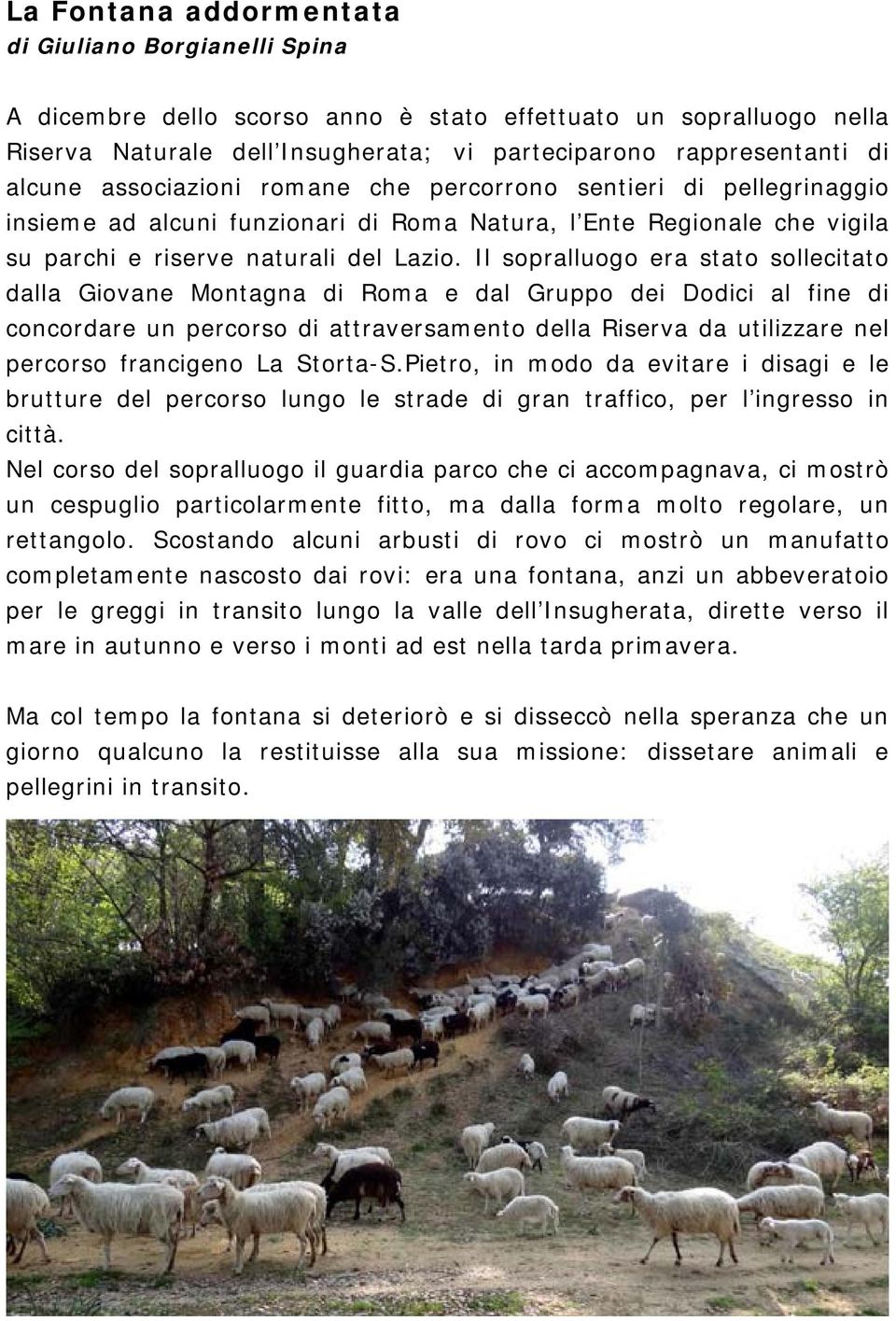 Il sopralluogo era stato sollecitato dalla Giovane Montagna di Roma e dal Gruppo dei Dodici al fine di concordare un percorso di attraversamento della Riserva da utilizzare nel percorso francigeno La