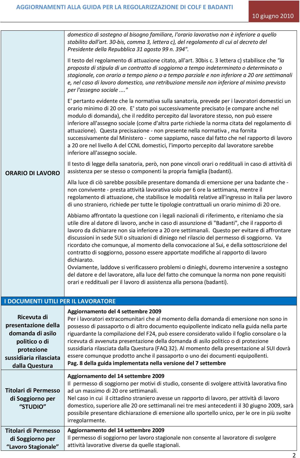 3 lettera c) stabilisce che "la proposta di stipula di un contratto di soggiorno a tempo indeterminato o determinato o stagionale, con orario a tempo pieno o a tempo parziale e non inferiore a 20 ore