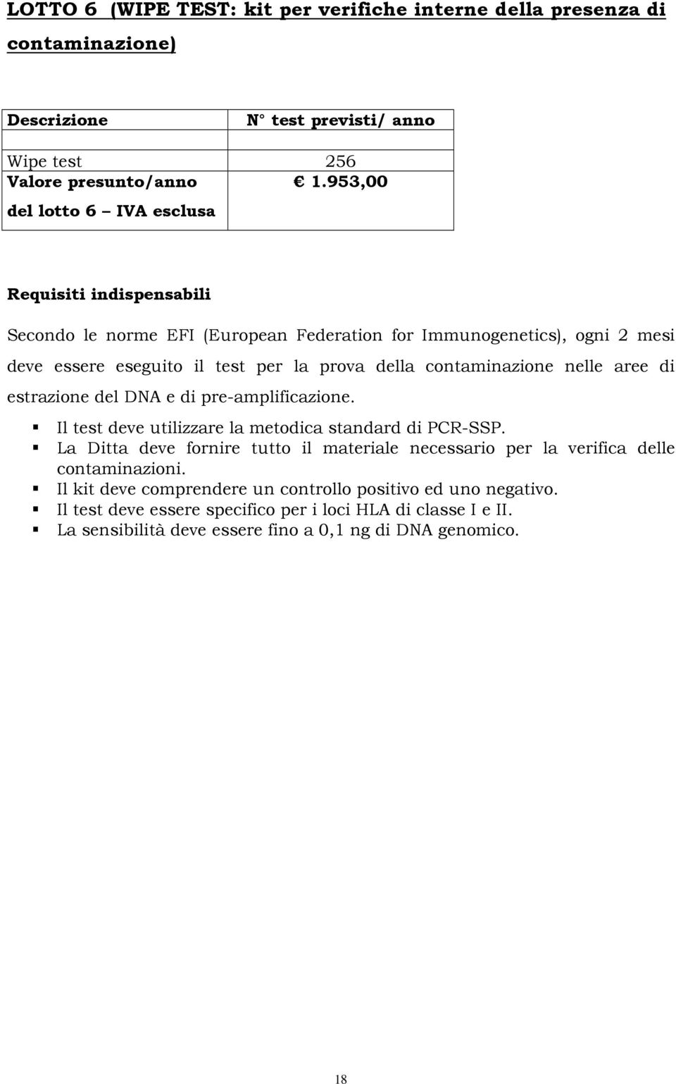 contaminazione nelle aree di estrazione del DNA e di pre-amplificazione. Il test deve utilizzare la metodica standard di PCR-SSP.