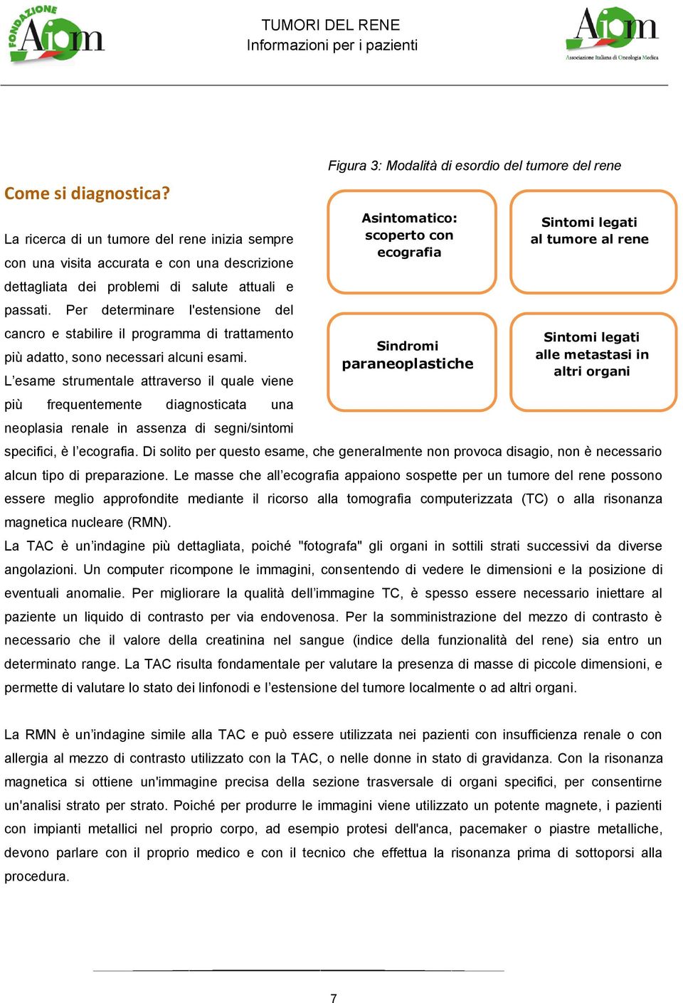 L esame strumentale attraverso il quale viene più frequentemente diagnosticata una neoplasia renale in assenza di segni/sintomi specifici, è l ecografia.