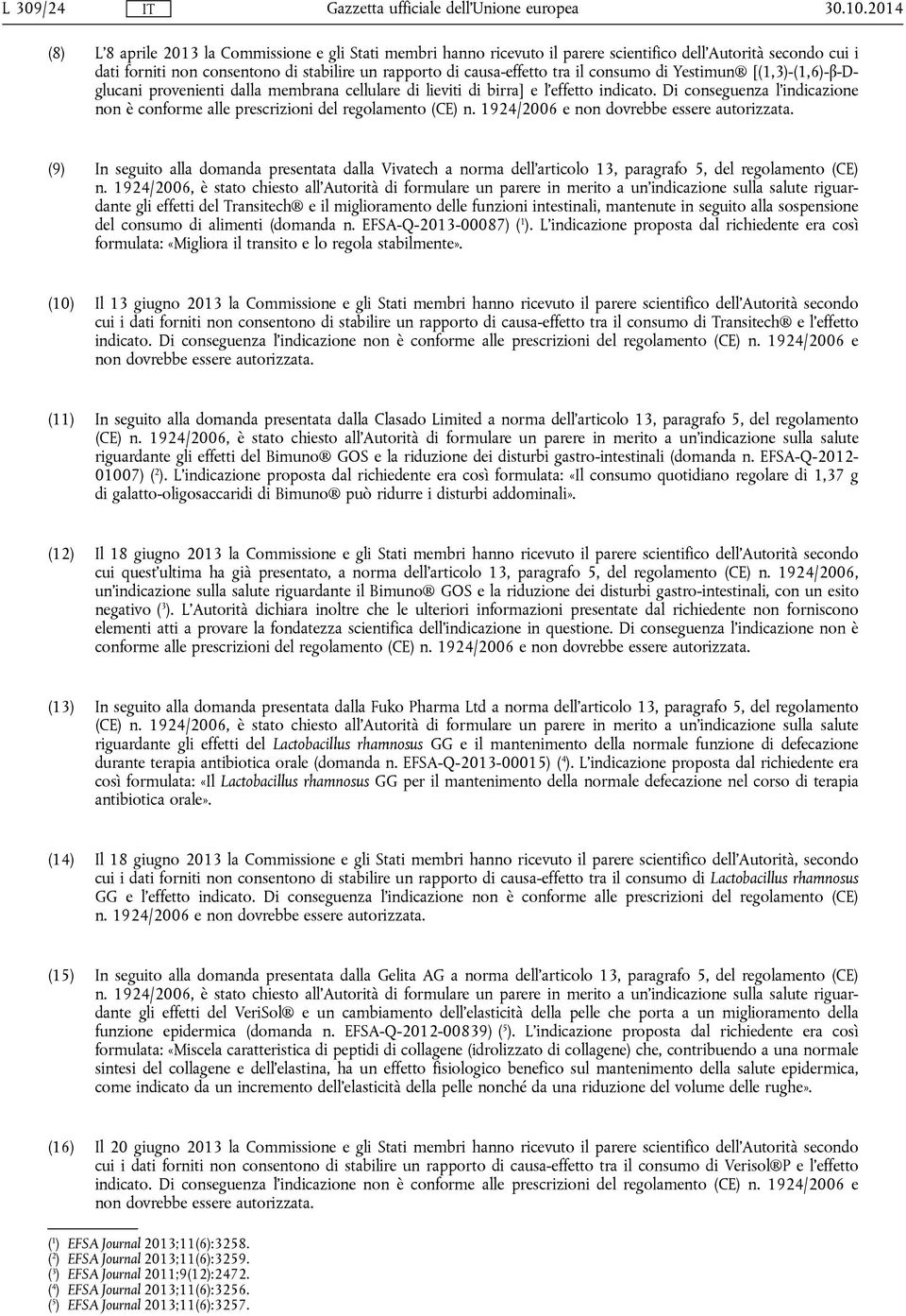 il consumo di Yestimun [(1,3)-(1,6)-β-Dglucani provenienti dalla membrana cellulare di lieviti di birra] e l'effetto indicato.