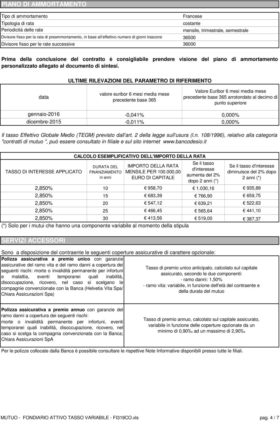 personalizzato allegato al documento di sintesi.