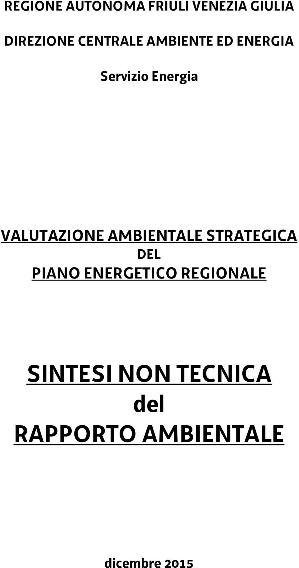 VALUTAZIONE AMBIENTALE STRATEGICA DEL PIANO ENERGETICO