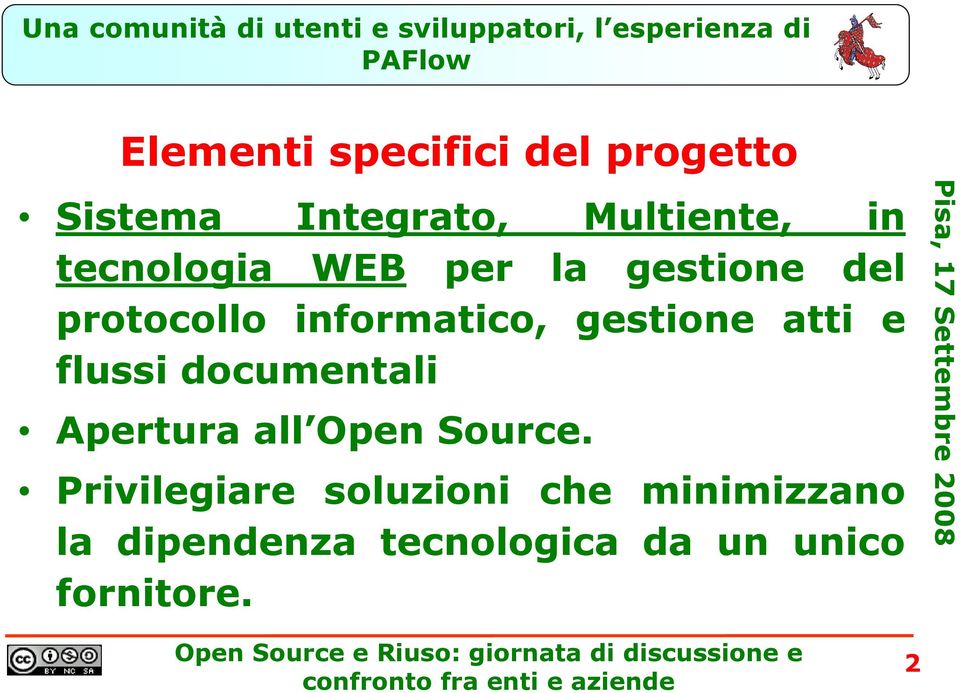 atti e flussi documentali Apertura all Open Source.