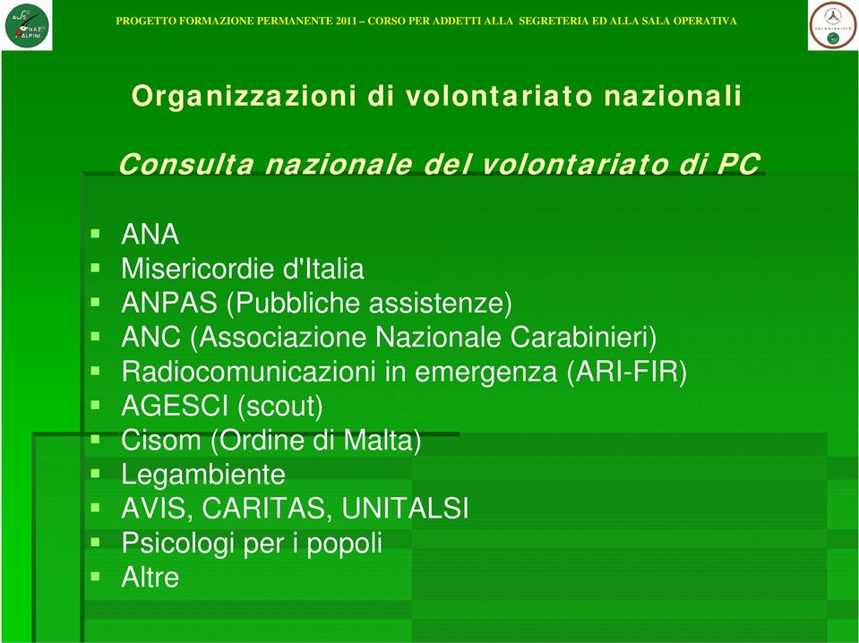 Nazionale Carabinieri) Radiocomunicazioni in emergenza (ARI-FIR) AGESCI (scout)