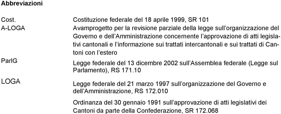 concernente l approvazione di atti legislativi cantonali e l informazione sui trattati intercantonali e sui trattati di Cantoni con l estero ParlG Legge federale