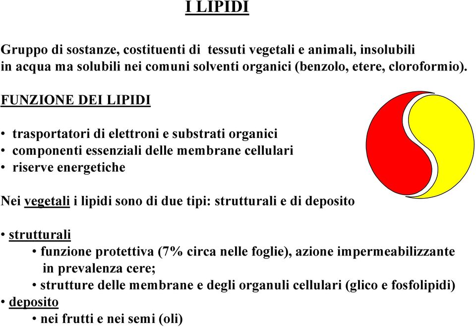 FUNZIONE DEI LIPIDI trasportatori di elettroni e substrati organici componenti essenziali delle membrane cellulari riserve energetiche Nei