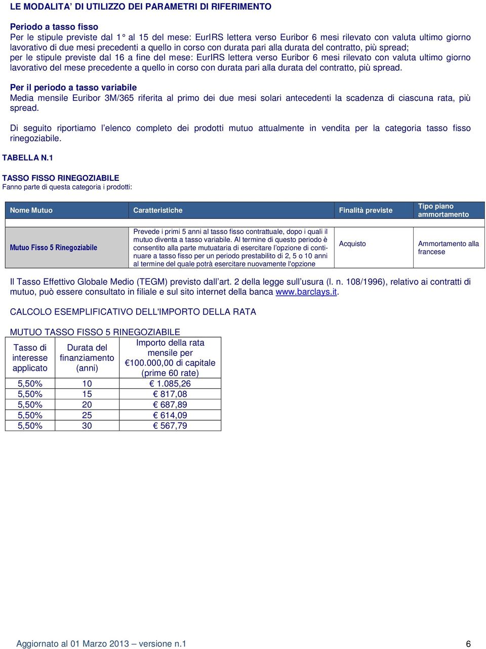 con valuta ultimo giorno lavorativo del mese precedente a quello in corso con durata pari alla durata del contratto, più spread.