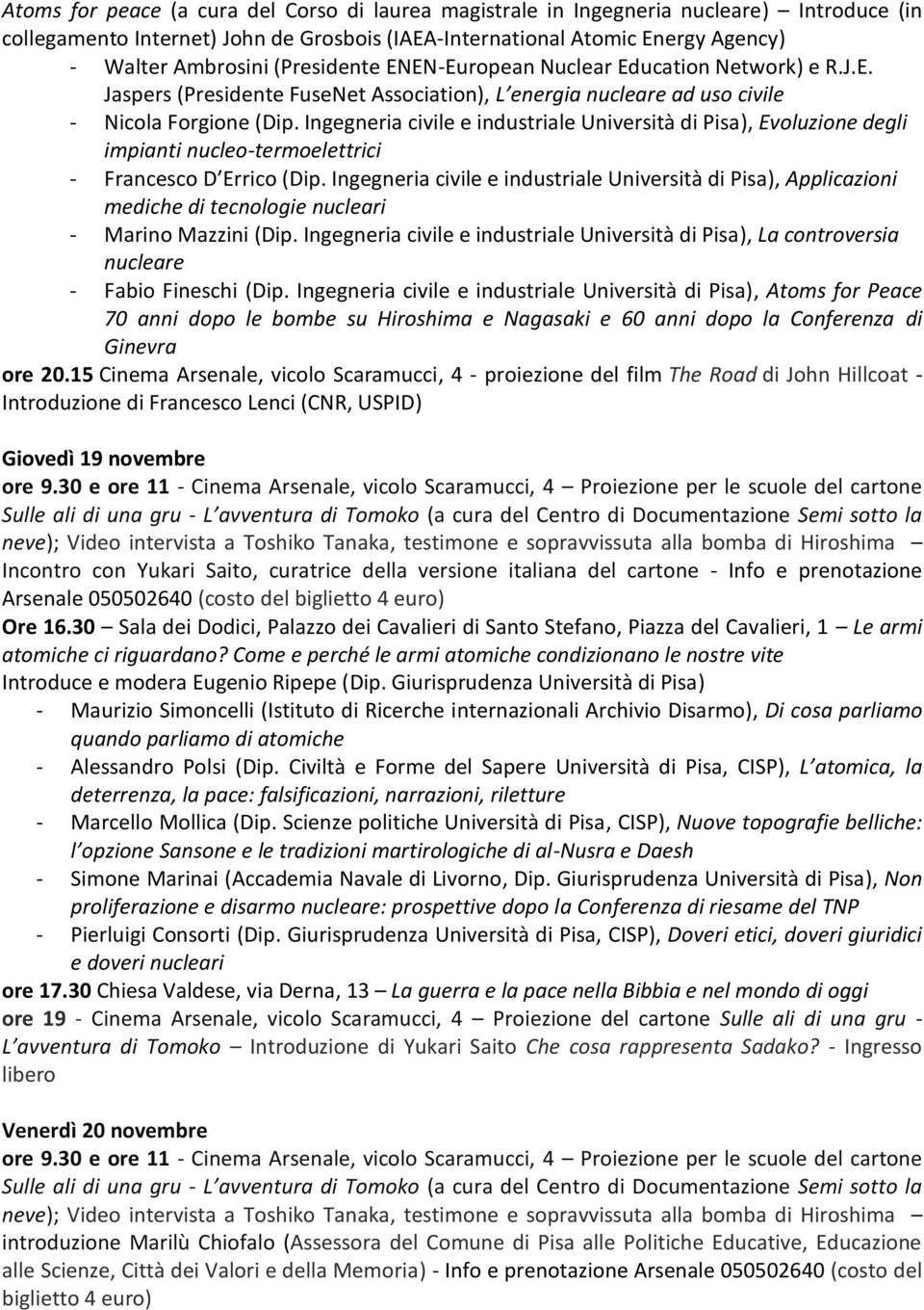 Ingegneria civile e industriale Università di Pisa), Evoluzione degli impianti nucleo-termoelettrici - Francesco D Errico (Dip.