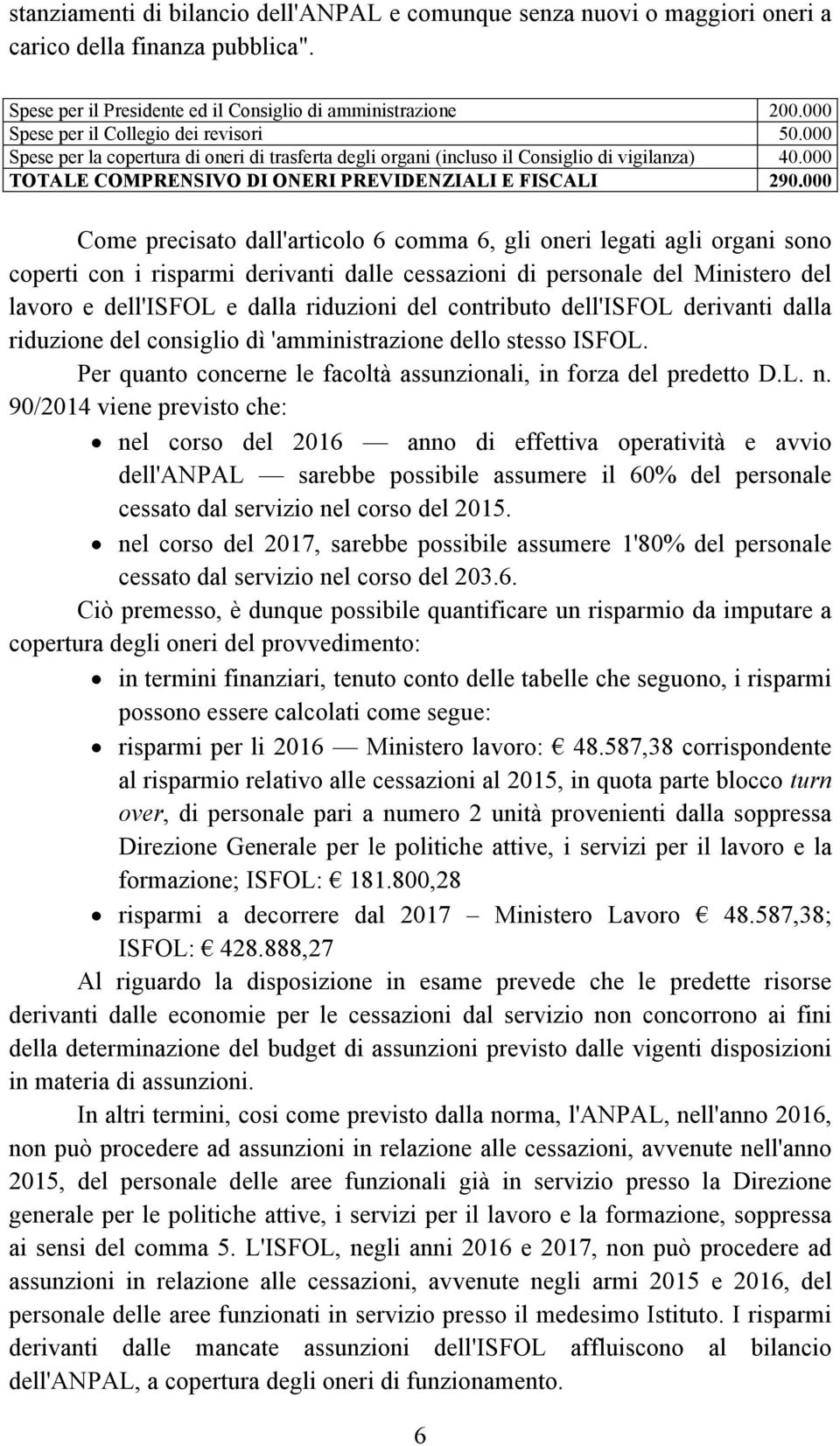 000 TOTALE COMPRENSIVO DI ONERI PREVIDENZIALI E FISCALI 290.