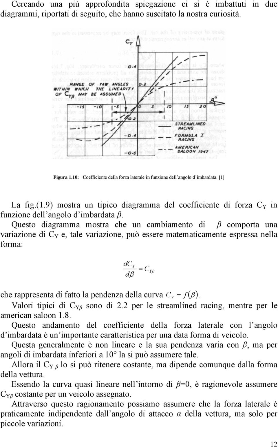 Questo diagramma mostra che un cambiamento di β comporta una variazione di C Y e, tale variazione, può essere matematicamente espressa nella forma: dc Y = C dβ che rappresenta di fatto la pendenza