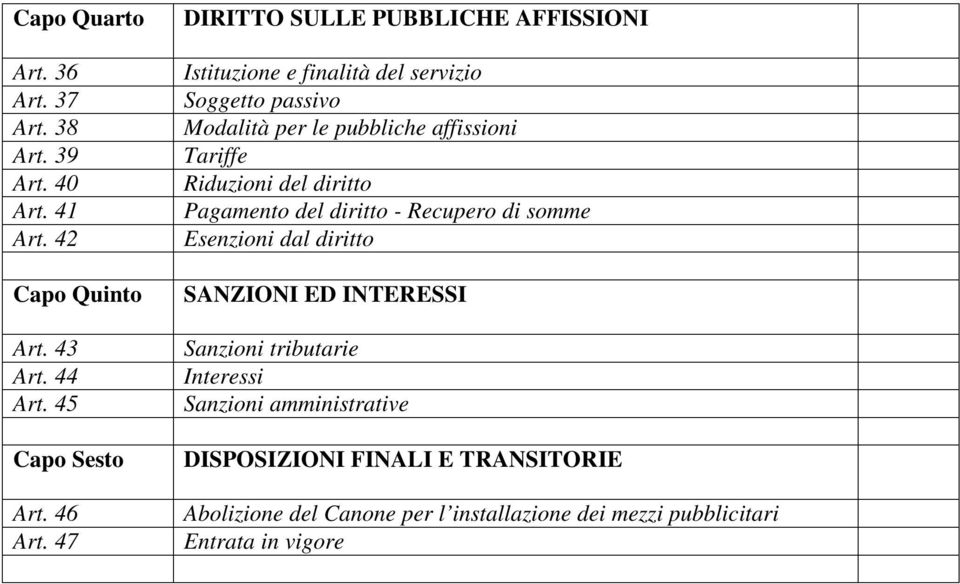 Riduzioni del diritto Pagamento del diritto - Recupero di somme Esenzioni dal diritto SANZIONI ED INTERESSI Sanzioni tributarie