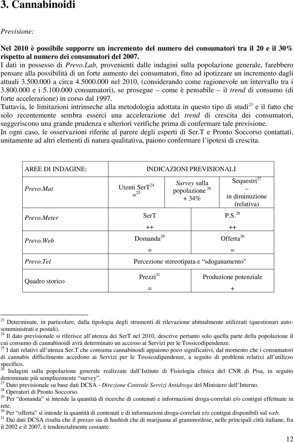 5000.000 nel 2010, (considerando come ragionevole un intervallo tra i 3.800.000 e i 5.100.000 consumatori), se prosegue come è pensabile il trend di consumo (di forte accelerazione) in corso dal 1997.