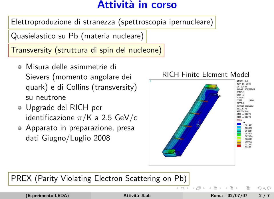 (transversity) su neutrone Upgrade del RICH per identificazione π/k a 2.