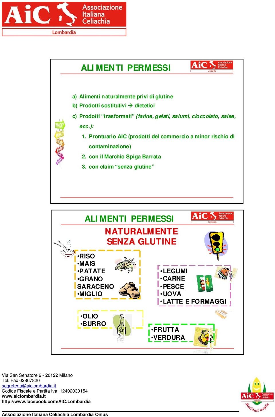 Prontuario AIC (prodotti del commercio a minor rischio di contaminazione) 2. con il Marchio Spiga Barrata 3.