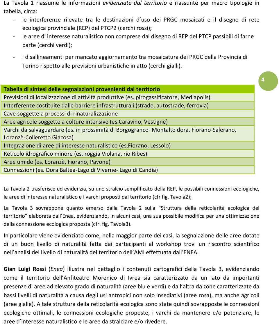 disallineamenti per mancato aggiornamento tra mosaicatura dei PRGC della Provincia di Torino rispetto alle previsioni urbanistiche in atto (cerchi gialli).