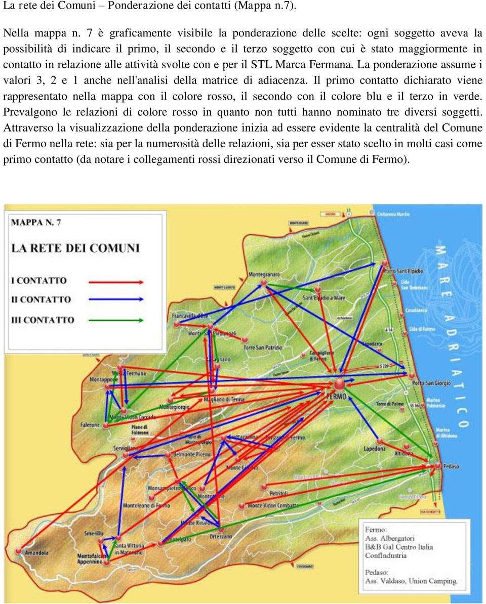 alle attività svolte con e per il STL Marca Fermana. La ponderazione assume i valori 3, 2 e 1 anche nell'analisi della matrice di adiacenza.