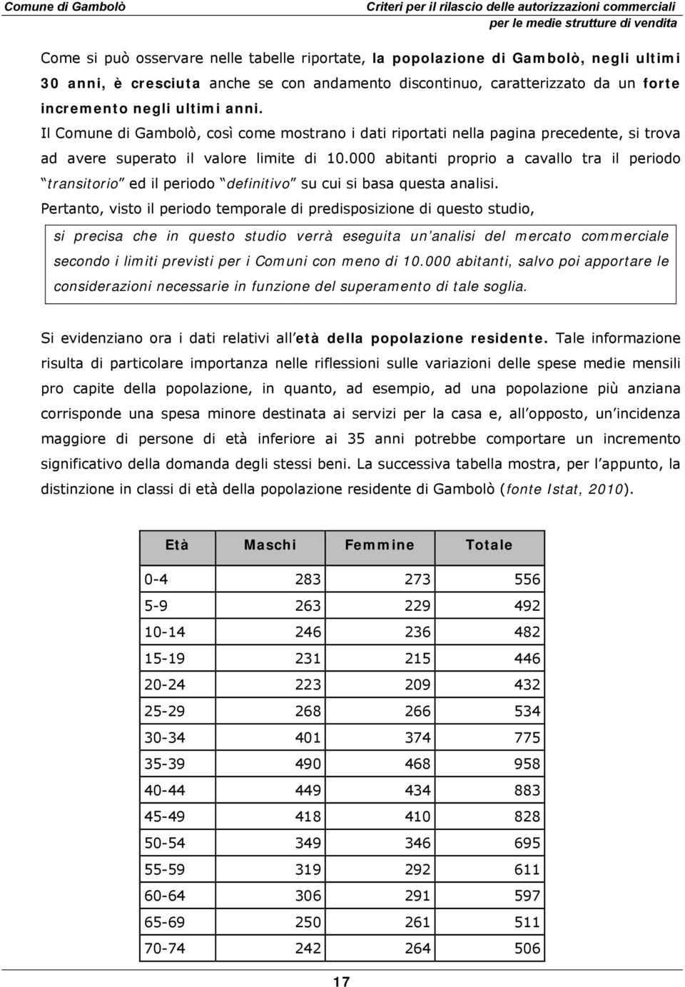 000 abitanti proprio a cavallo tra il periodo transitorio ed il periodo definitivo su cui si basa questa analisi.