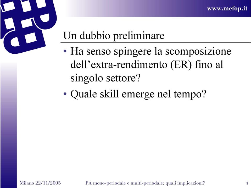 scomposzone dell extra-rendmento (E) fno al