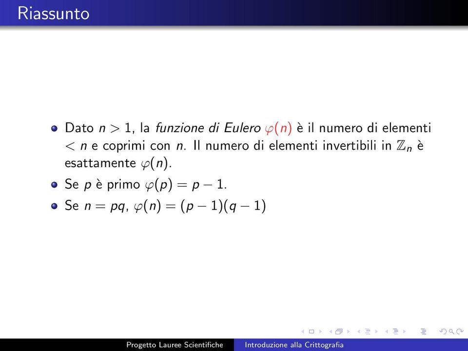 Il numero di elementi invertibili in Z n è