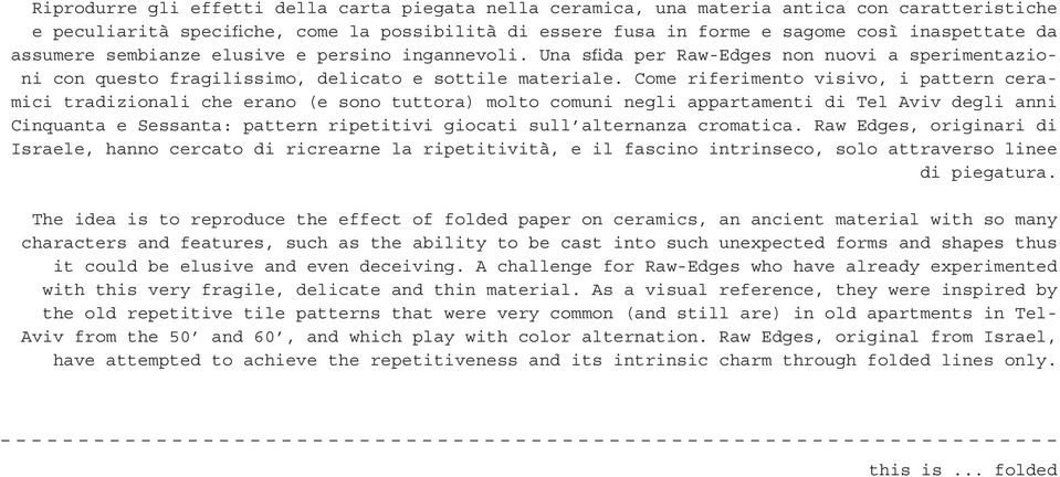 Come riferimento visivo, i pattern ceramici tradizionali che erano (e sono tuttora) molto comuni negli appartamenti di Tel Aviv degli anni Cinquanta e Sessanta: pattern ripetitivi giocati sull