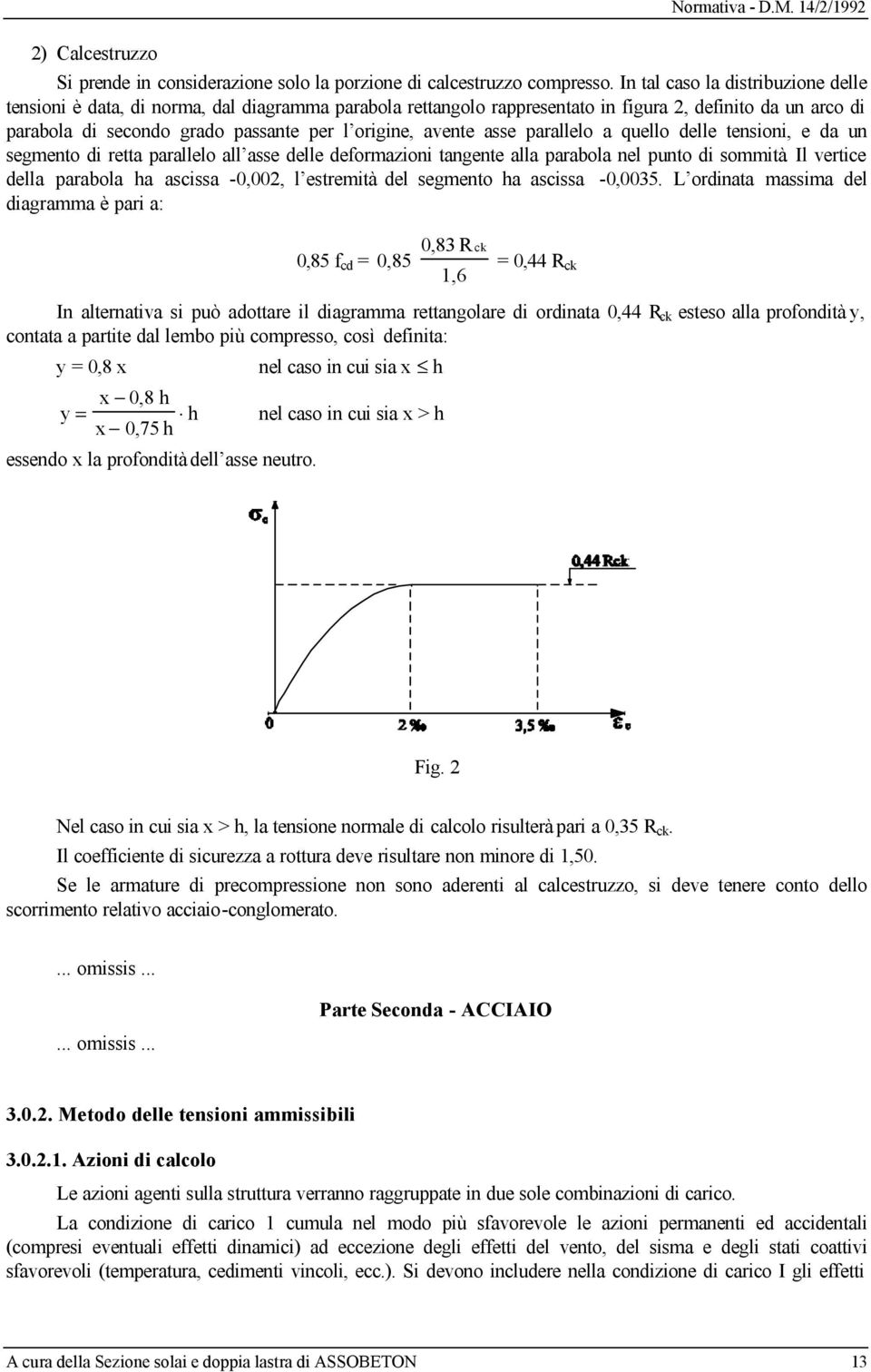 avente asse parallelo a quello delle tensioni, e da un segmento di retta parallelo all asse delle deformazioni tangente alla parabola nel punto di sommità.