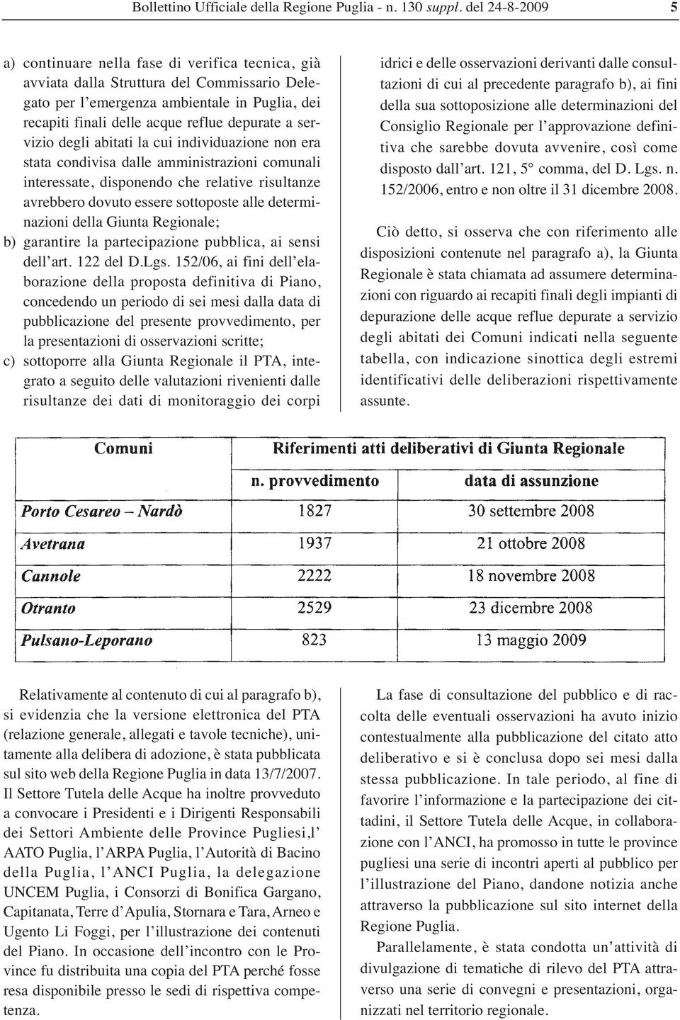 Giunta Regionale; b) garantire la partecipazione pubblica, ai sensi dell art. 122 del D.Lgs.