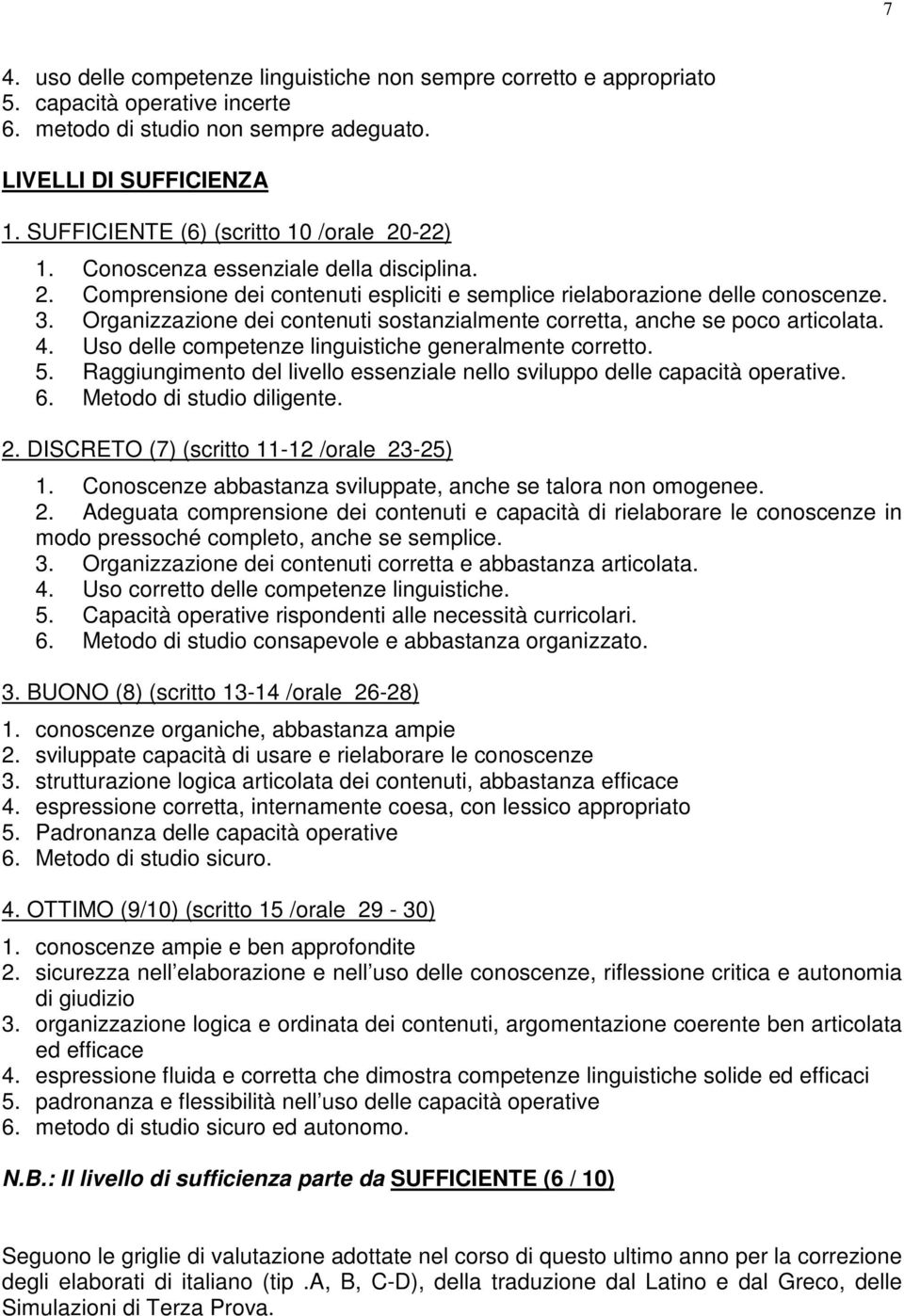 Organizzazione dei contenuti sostanzialmente corretta, anche se poco articolata. 4. Uso delle competenze linguistiche generalmente corretto. 5.