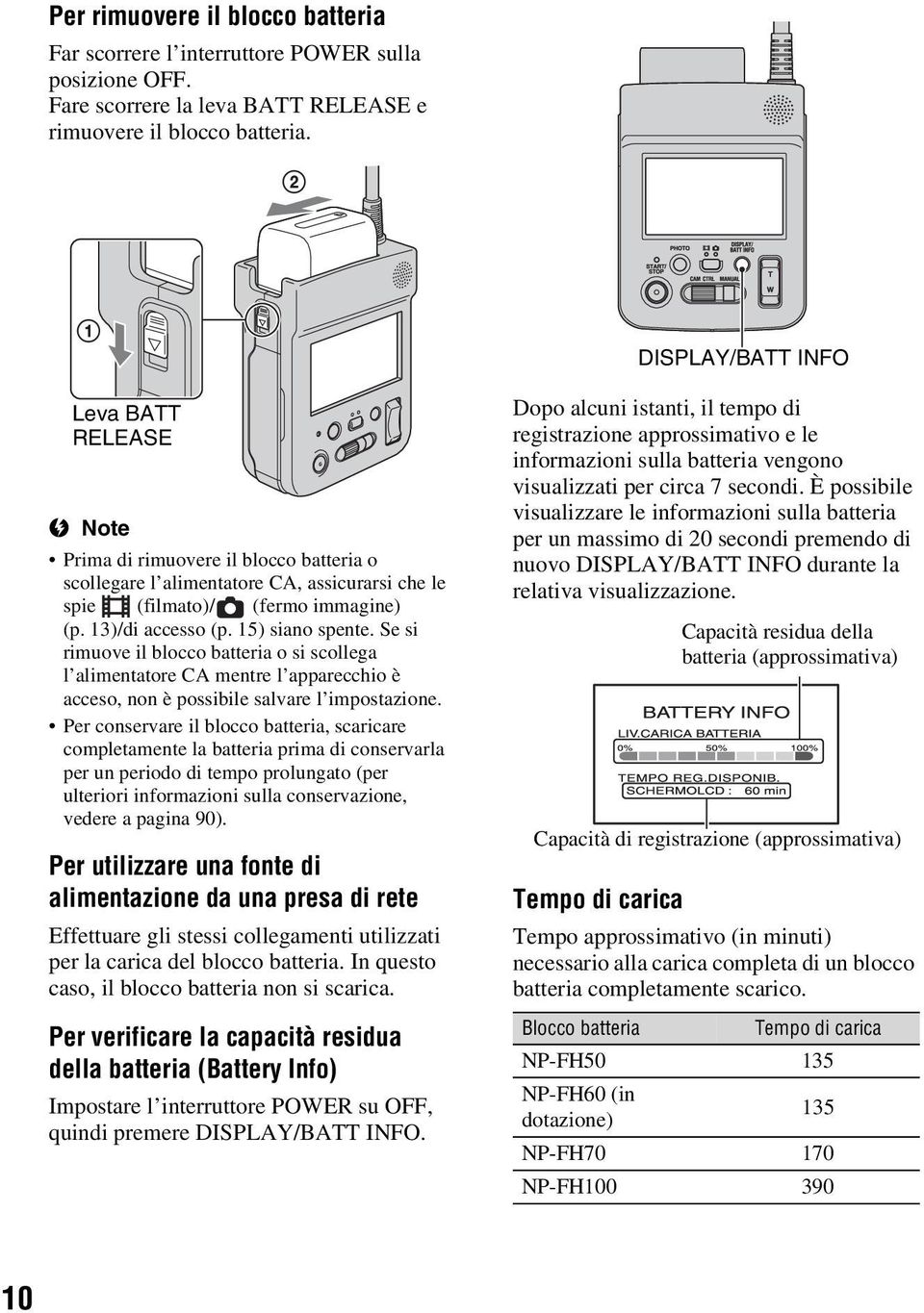 15) siano spente. Se si rimuove il blocco batteria o si scollega l alimentatore CA mentre l apparecchio è acceso, non è possibile salvare l impostazione.