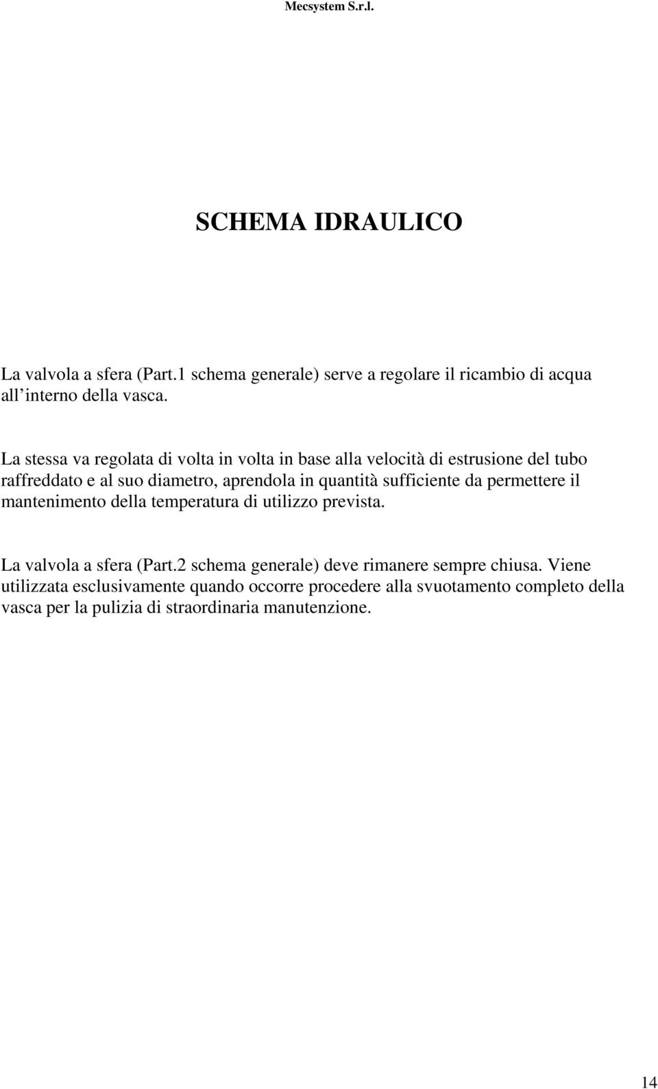 sufficiente da permettere il mantenimento della temperatura di utilizzo prevista. La valvola a sfera (Part.