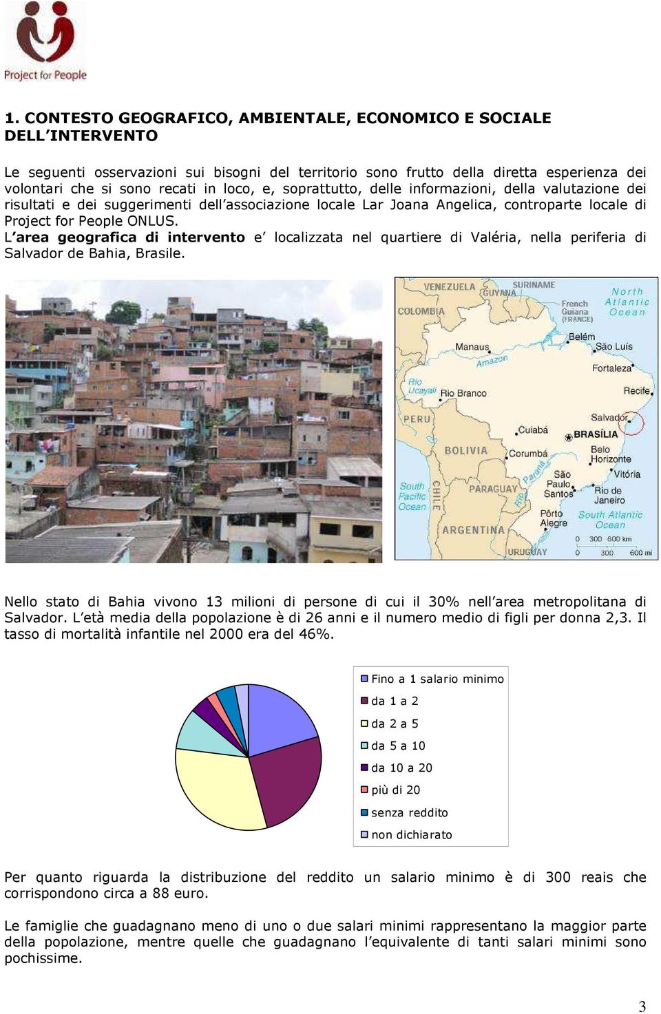 L area geografica di intervento e localizzata nel quartiere di Valéria, nella periferia di Salvador de Bahia, Brasile.