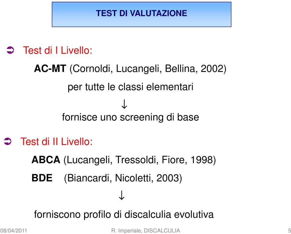 fornisce uno screening di base ABCA (Lucangeli, Tressoldi, Fiore,