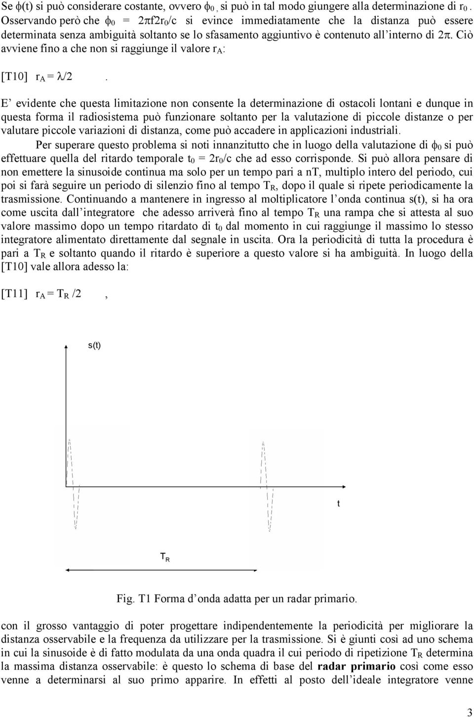 Ciò avviene fino a che non si raggiunge il valore r A : [T10] r A = λ/2.