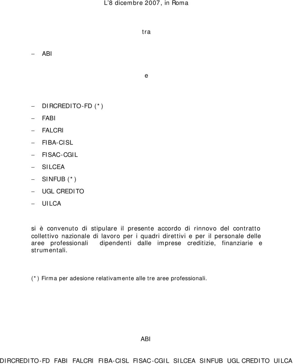 per il personale delle aree professionali dipendenti dalle imprese creditizie, finanziarie e strumentali.