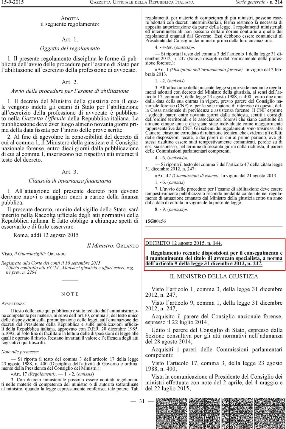 Avvio delle procedure per l esame di abilitazione 1.